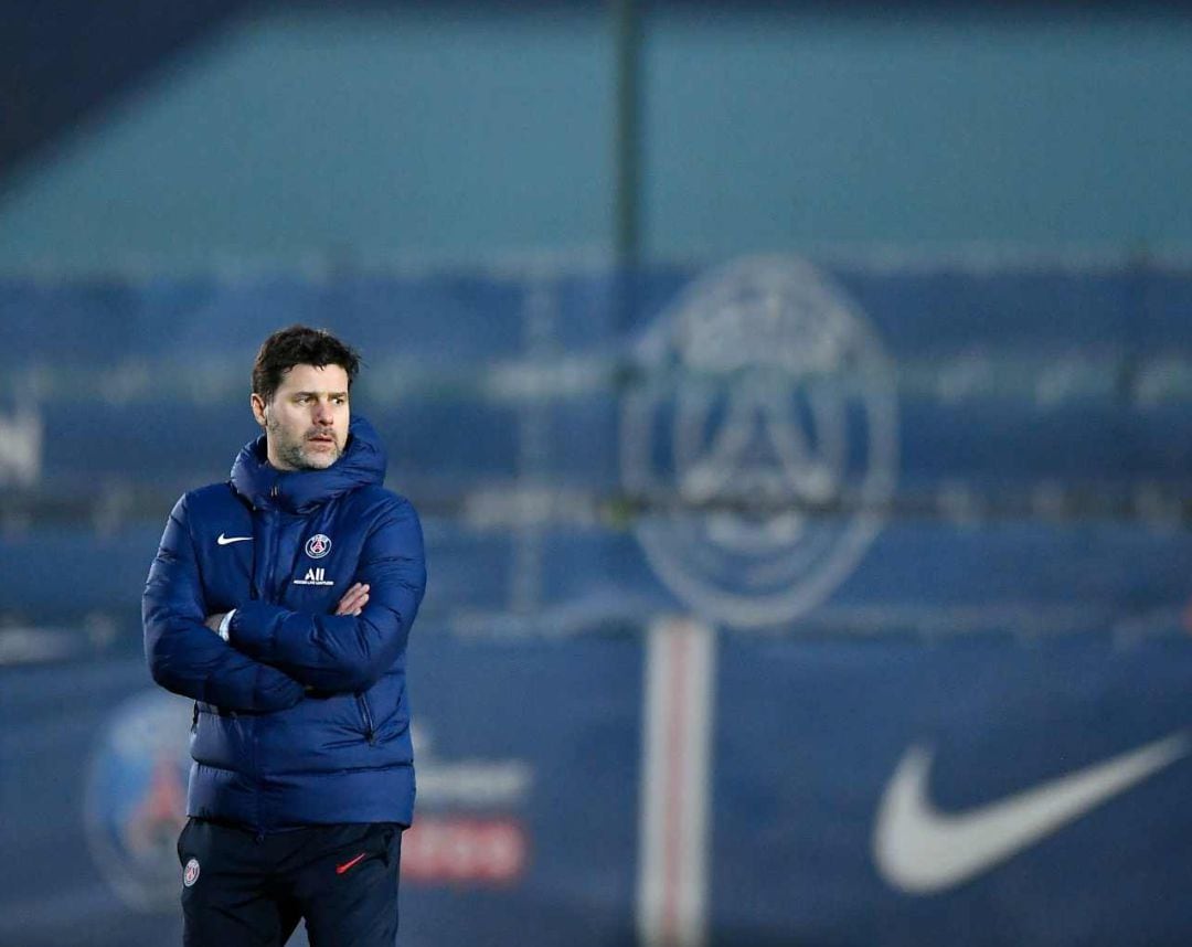 Pochettino, durante un entrenamiento con el PSG.