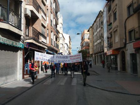 Momento del paso de la manifestación por la calle General Fresneda