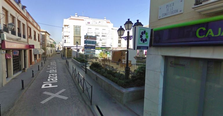 Plaza de la Constitución de Marmolejo, cerca del lugar donde se produjo el incendio.