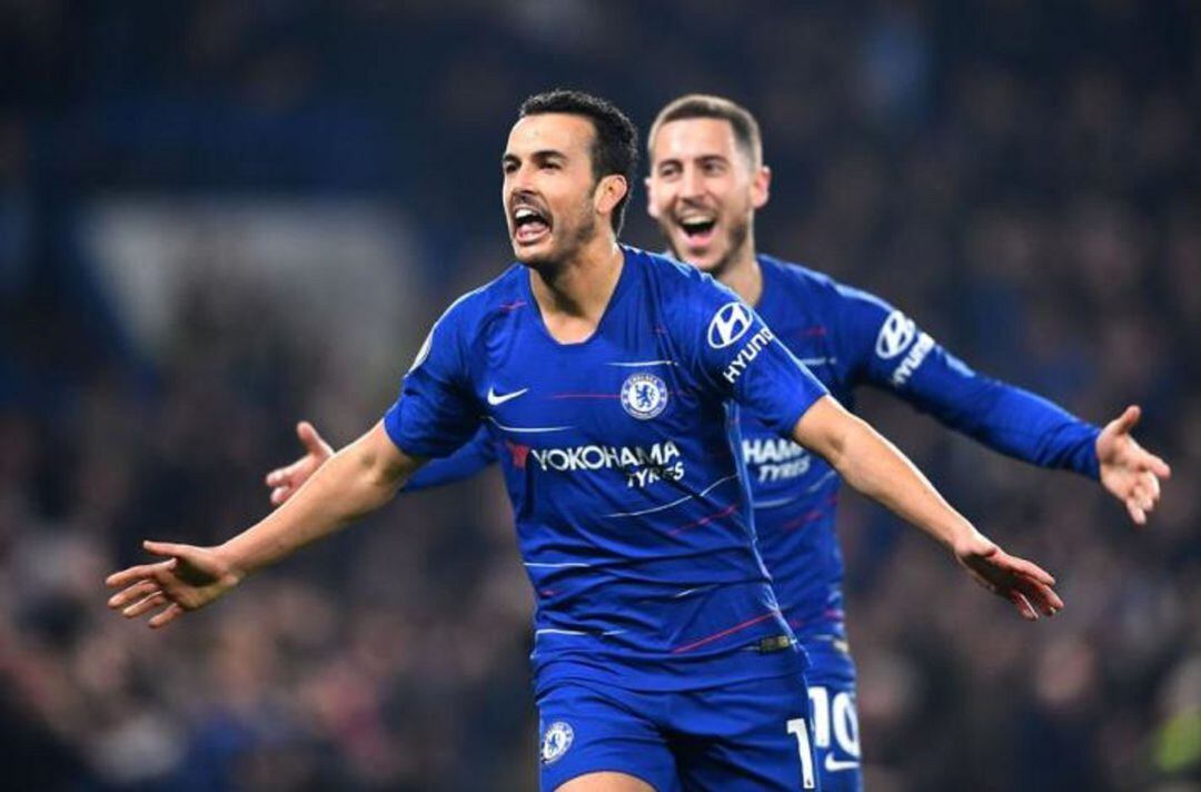 Pedro celebrando un gol.