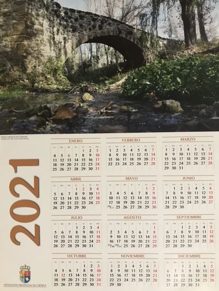 Calendario de pared de 2021 editado por la Diputación de Cuenca.