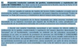 Extracto del acuerdo adoptado en la Junta de Gobierno del 17 de marzo de 2016