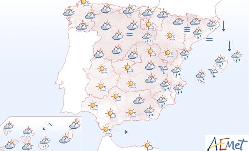 Previsión del tiempo para el sábado 13 de octubre en España.