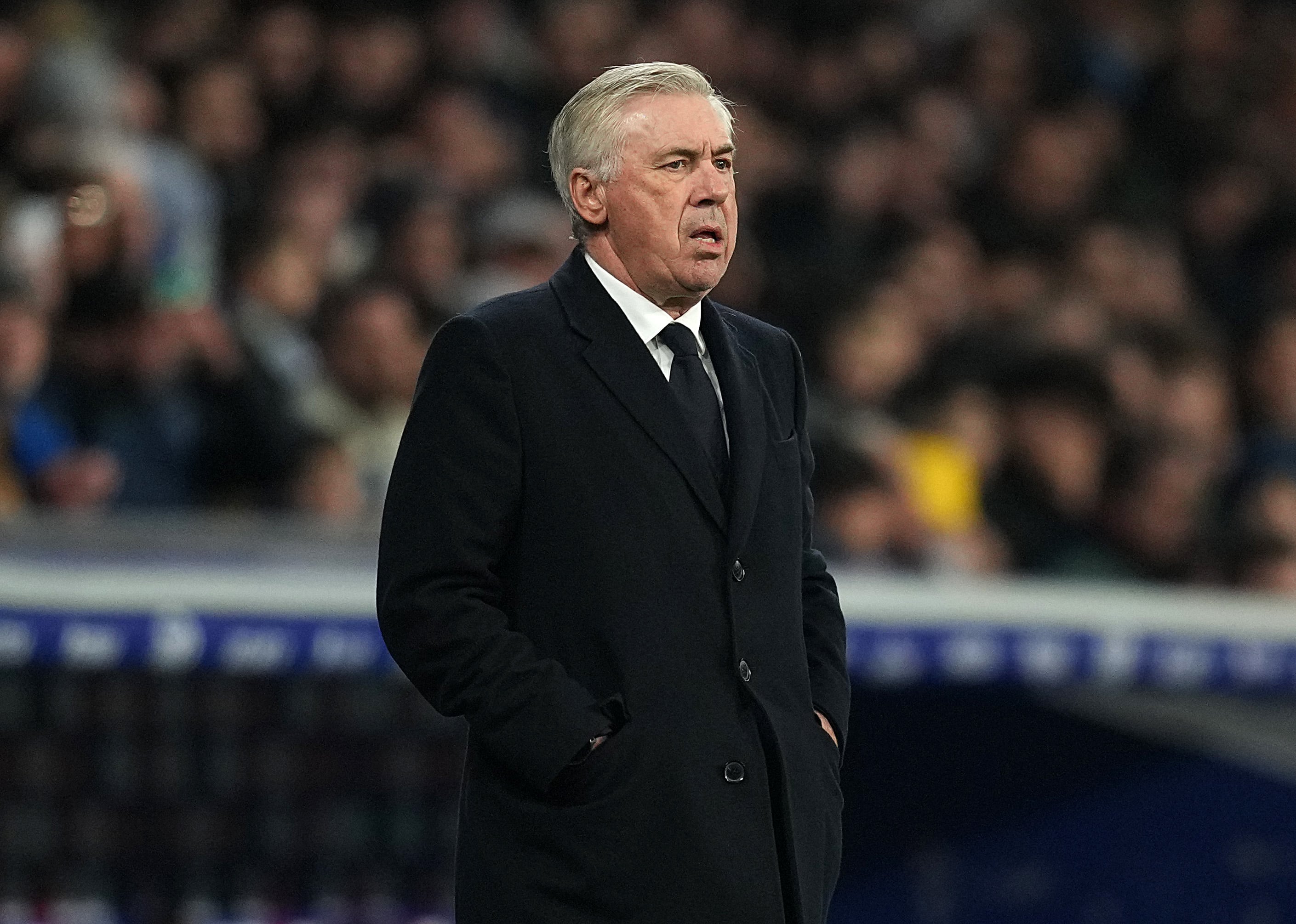 Carlo Ancelotti, durante el RCD Espanyol-Real Madrid