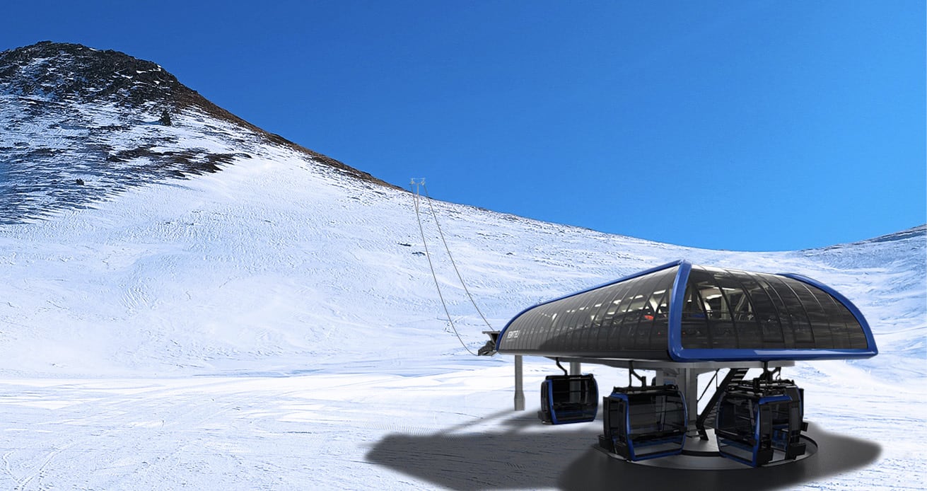 Recreación de la estación de Astún en el proyecto de conexión con Formigal por Canal Roya