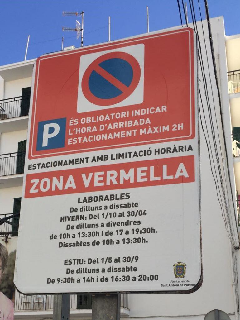 Imagen de una de las señales instaladas en Sant Antoni