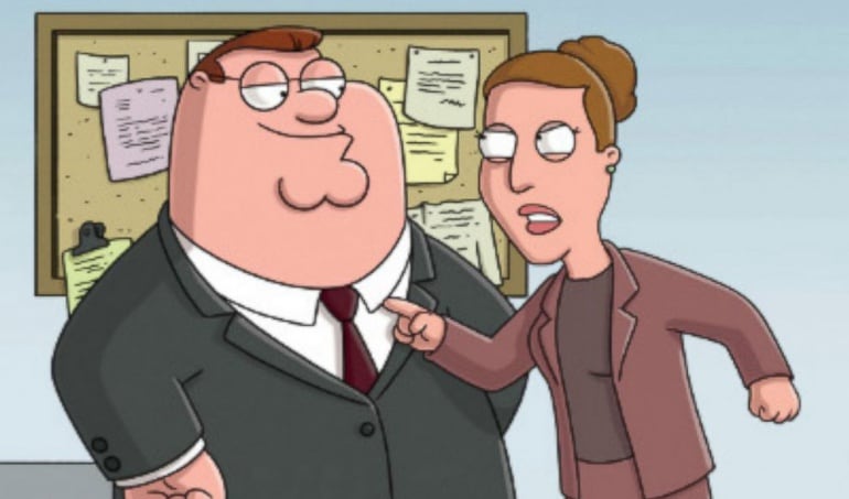 Peter Griffin y Angela (Carrie Fisher) en &#039;Padre de familia&#039;