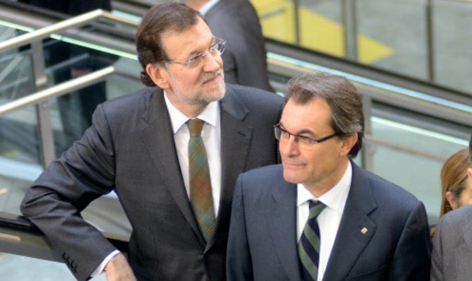 Mariano Rajoy y Artur Mas en la inauguración del AVE en Girona