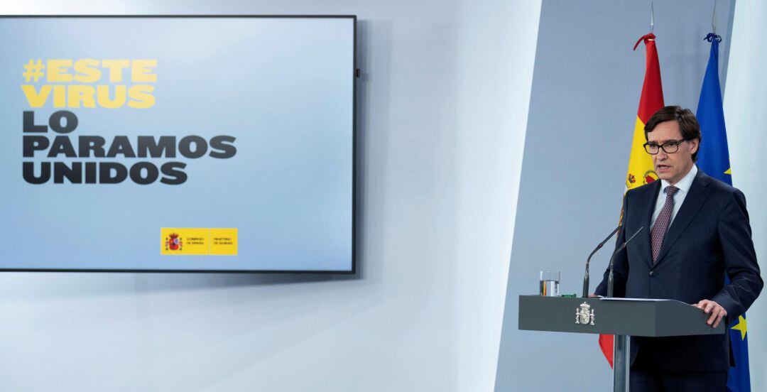 El ministro de Sanidad, Salvador Illa, durante una rueda de prensa.