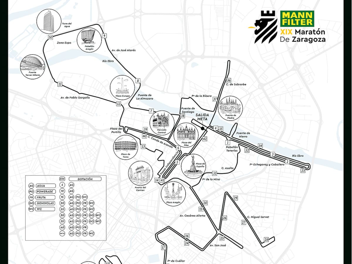 Si este domingo te quedas en Zaragoza, mira el recorrido del Maratón que cruza varios barrios de la ciudad
