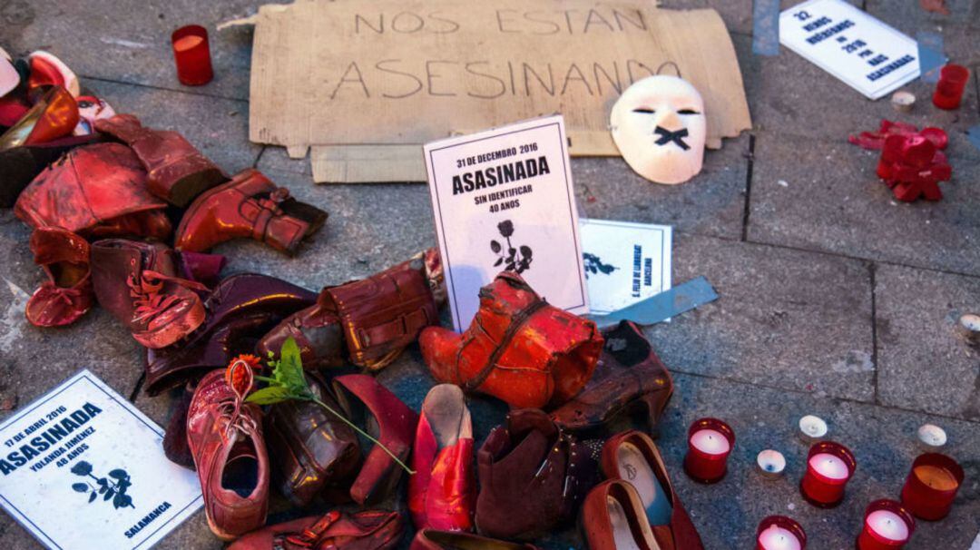 Protesta contra contra la violencia machista celebrada en Madrid en 2017