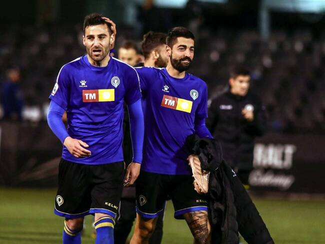 Carlos Martínez y Benja, tras el partido en Castalia