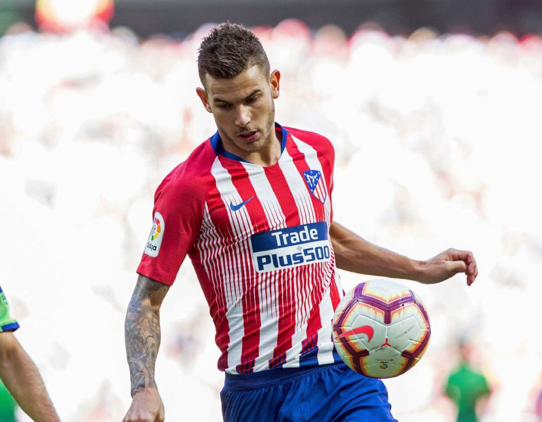 El defensa francés del Atlético de Madrid Lucas Hernández durante el partido de la octava jornada de La Liga.