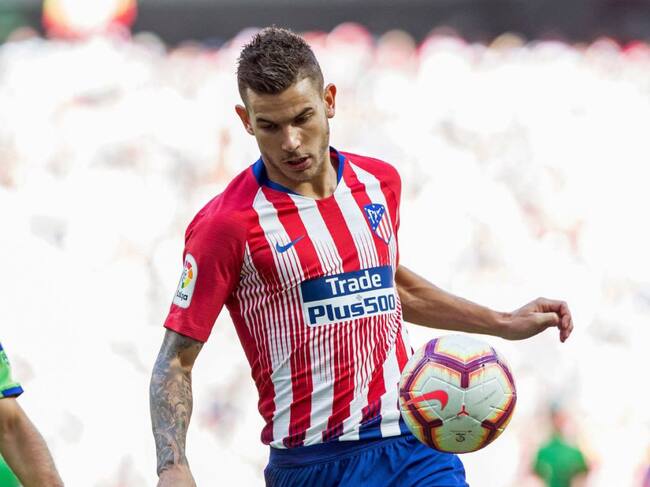 El defensa francés del Atlético de Madrid Lucas Hernández durante el partido de la octava jornada de La Liga.