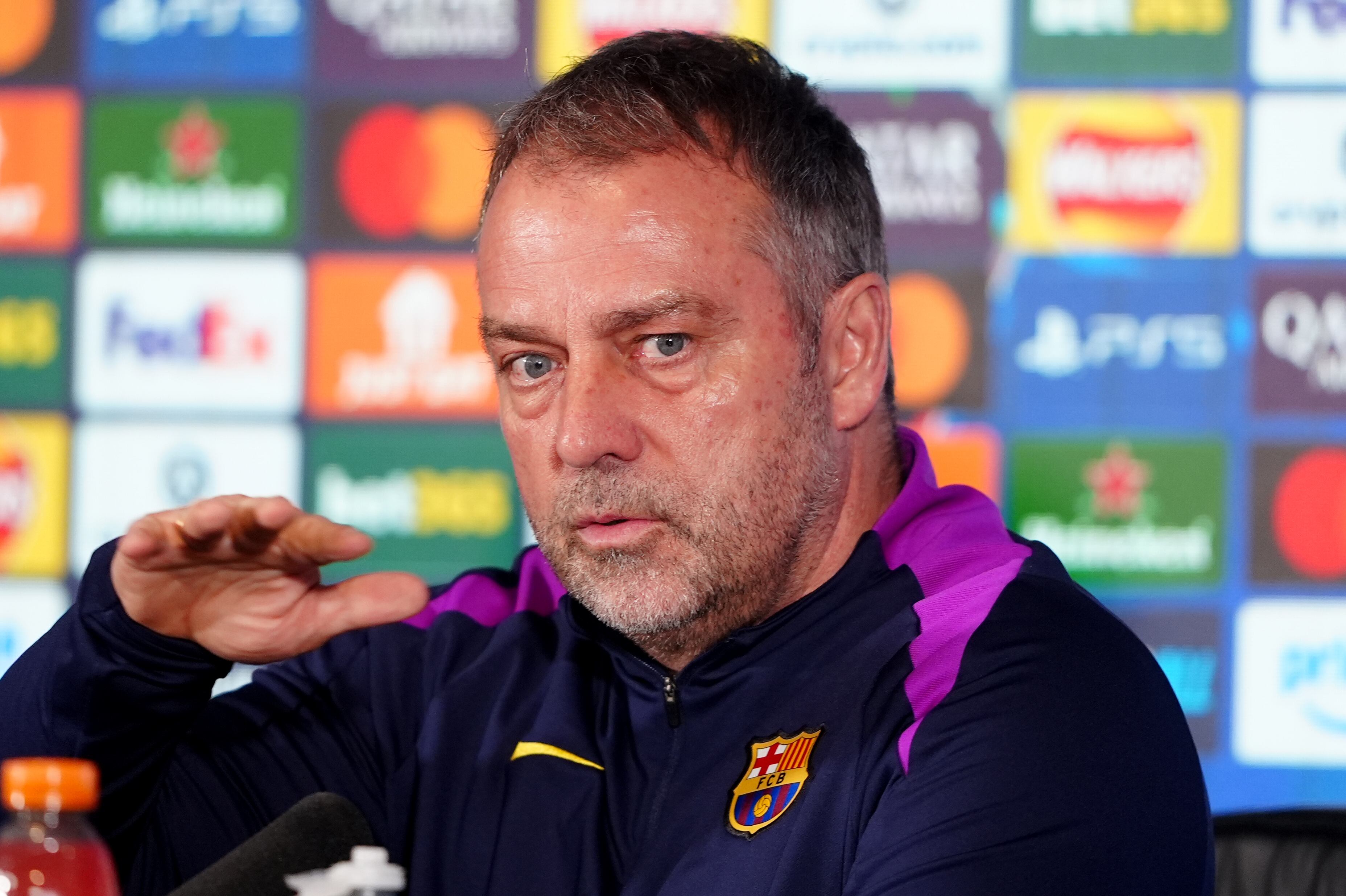 Hansi Flick, durante la rueda de prensa previa al partido ante el Newcastle