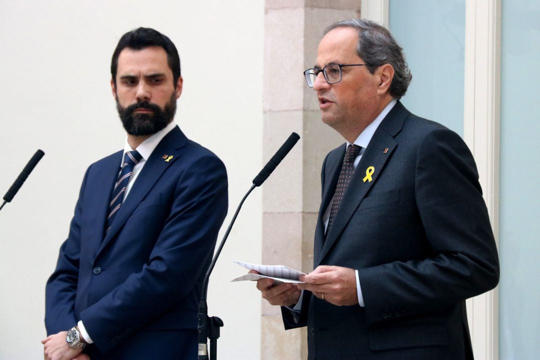 El president de la Generalitat, Quim Torra, i el president del Parlament, Roger Torrent