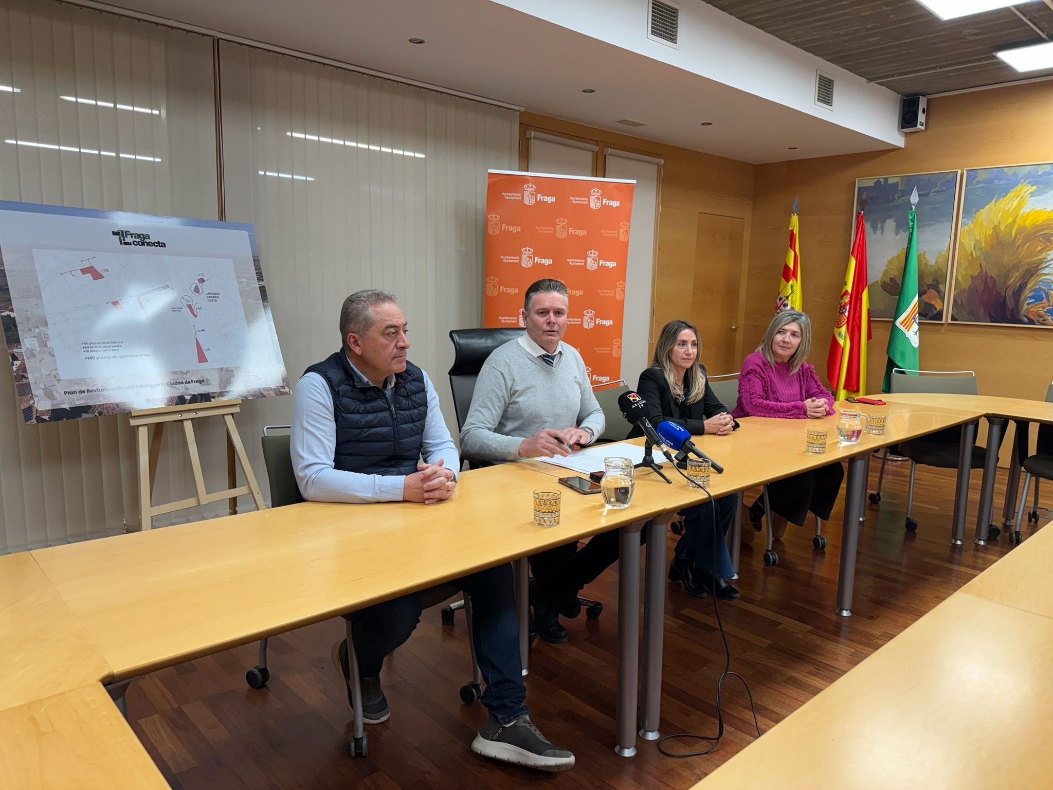Gustavo Quibus, Ignacio Gramún, Esther Rubio y Mariano Beltrán en la presentación de Fraga Conecta
