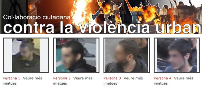 Captura de pantalla de la página web contra la violencia urbana de los Mossos