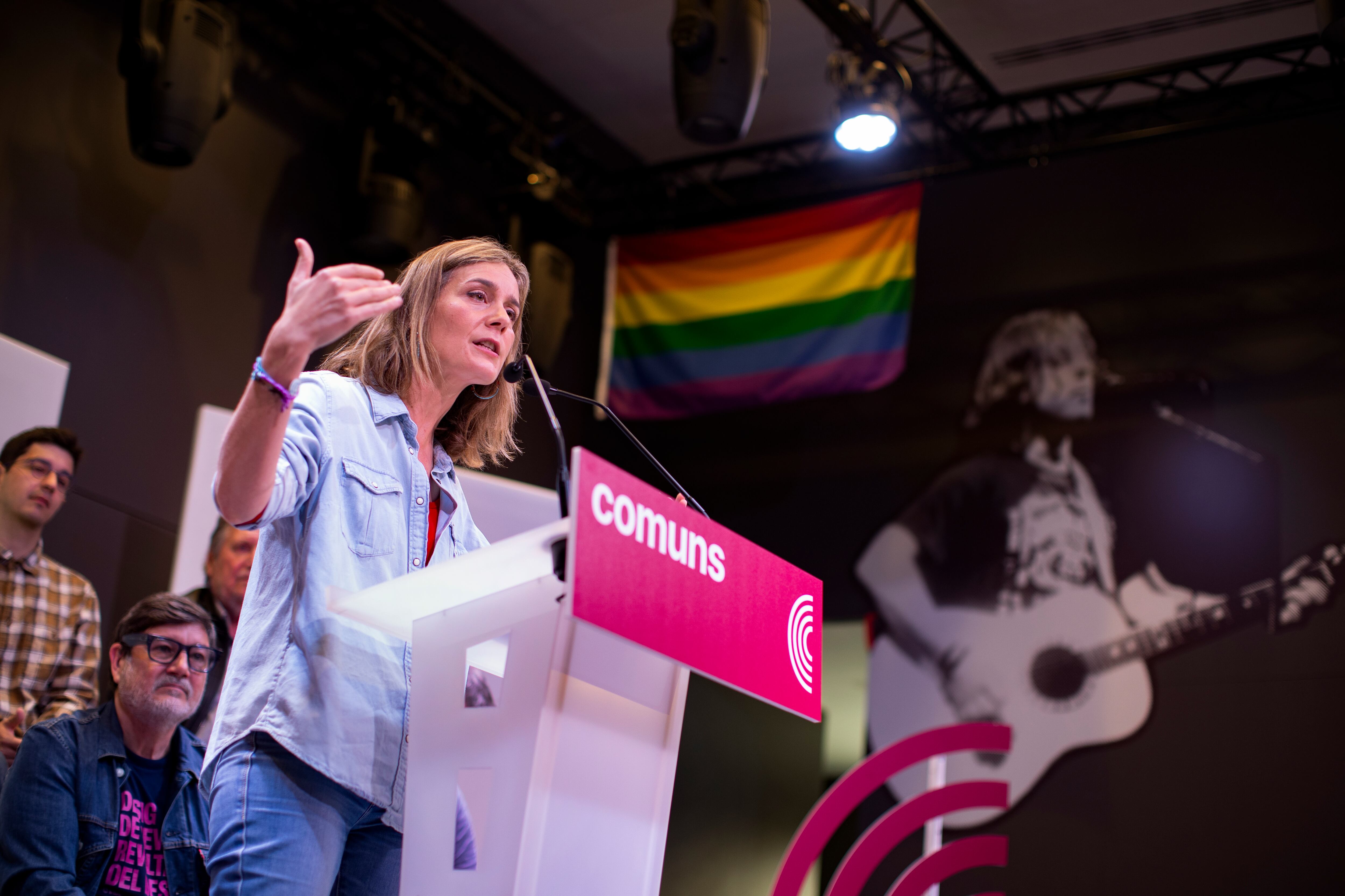 SANT FELIU DE LLOBREGAT, 27/04/2024.-La candidata de Comuns Sumar a la presidencia de la Generalitat, Jessica Albiach, participa este sábado en un acto en Sant Feliu de Llobregat. EFE/ Marta Pérez