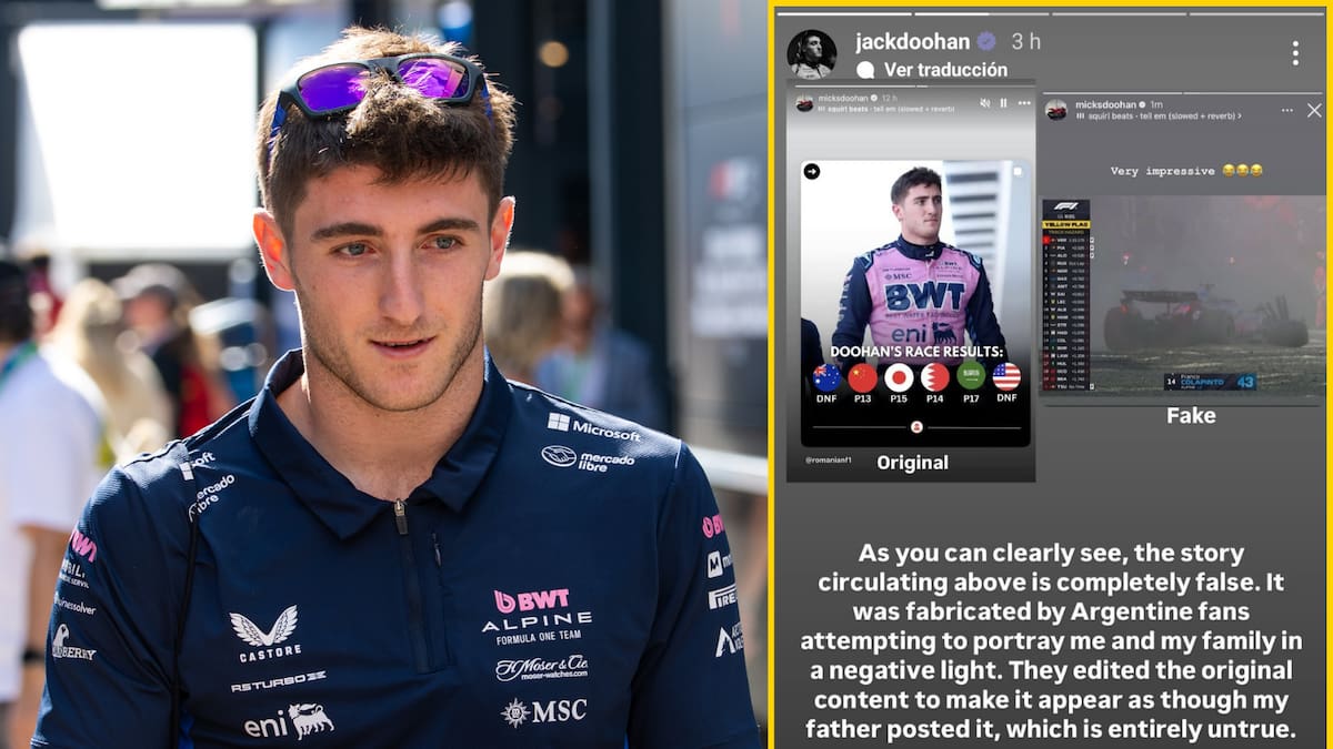 "Por favor, dejad de acosar a mi familia": Doohan, expiloto de Alpine, explota tras los insultos recibidos por una publicación falsa