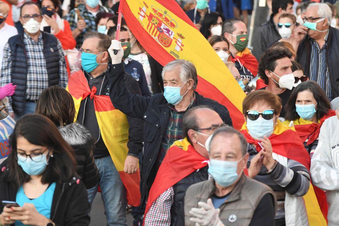 Imagen de la manifestación realizada este domingo en León contra el Gobierno