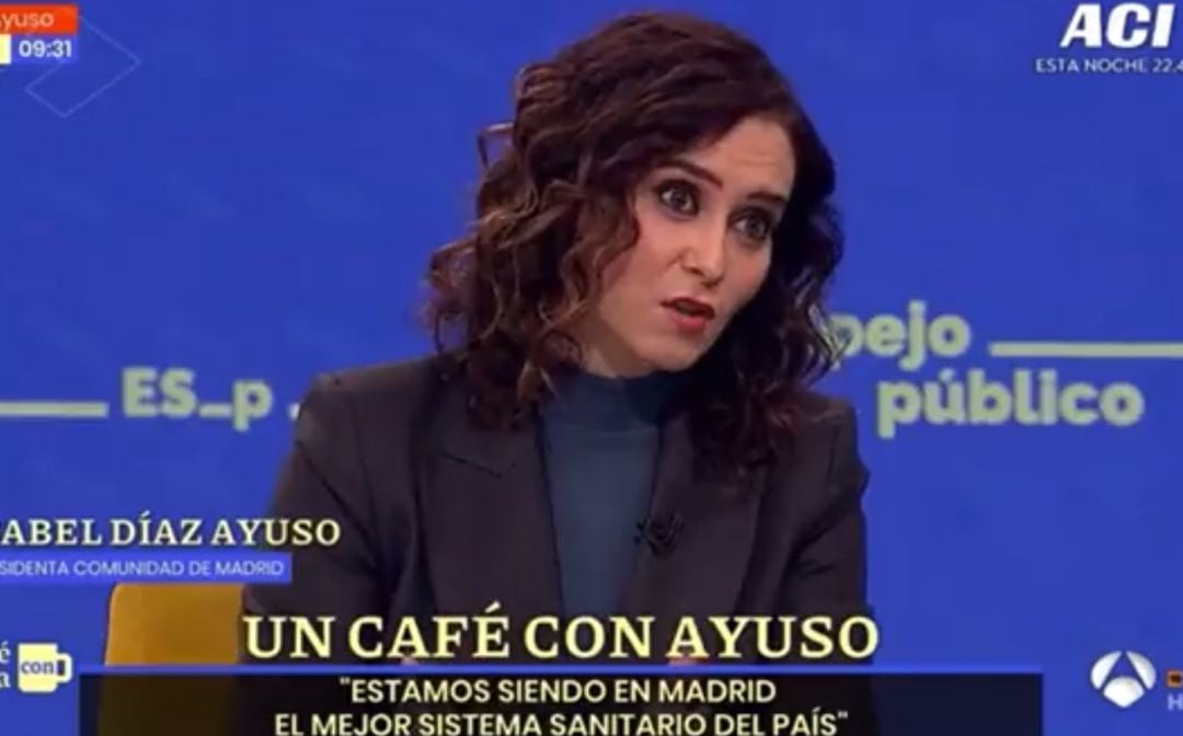 La presidenta de la Comunidad de Madrid, Isabel Díaz Ayuso, entrevistada en &#039;Espejo Público&#039;