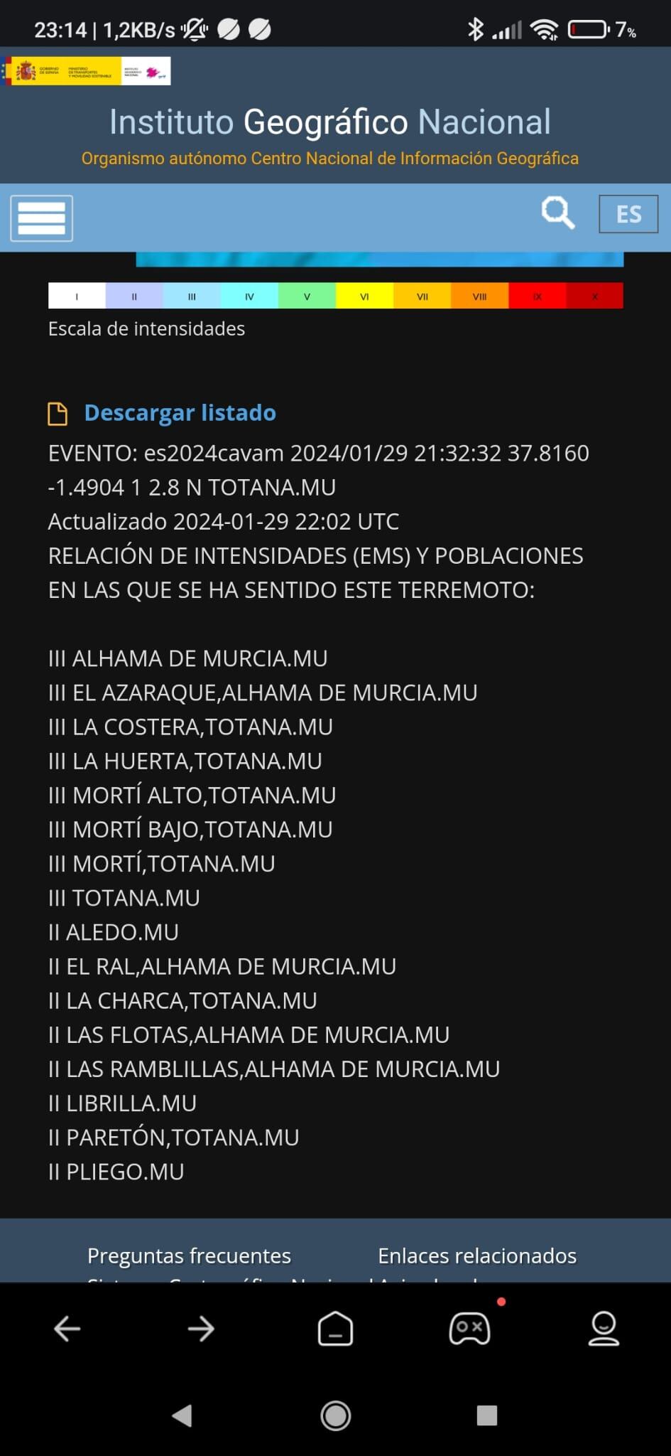 Totana registra un terremoto de 2,8 en la escala de Richter.