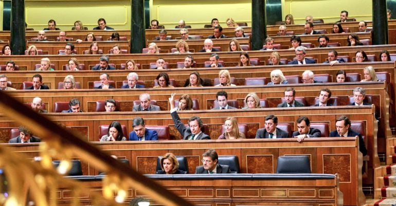 La bancada del PP en uno de los momentos de votación en el pleno