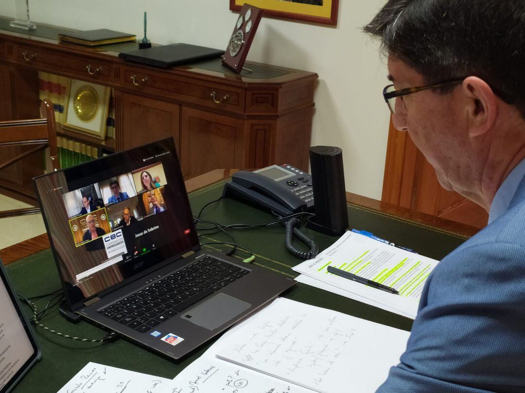 Marín durante el encuentro virtual de este jueves.