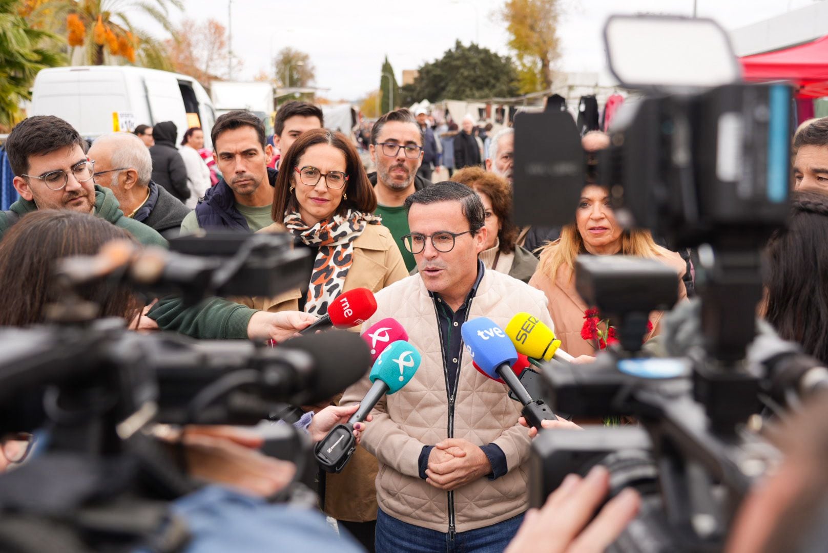 Miguel Ángel Gallardo, candidato socialista a la presidencia de la Junta de Extremadura, en Zafra
