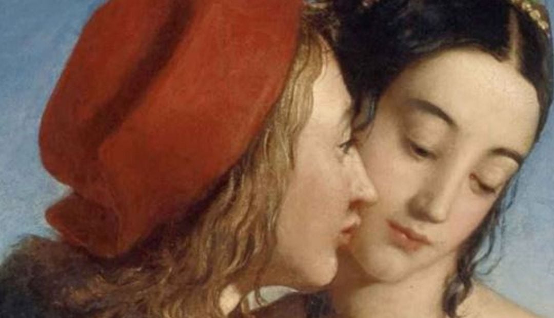 Detalle de la portada del libo. &#039;Francesca da Rimini&#039; de William Dyce, obra de 1837.