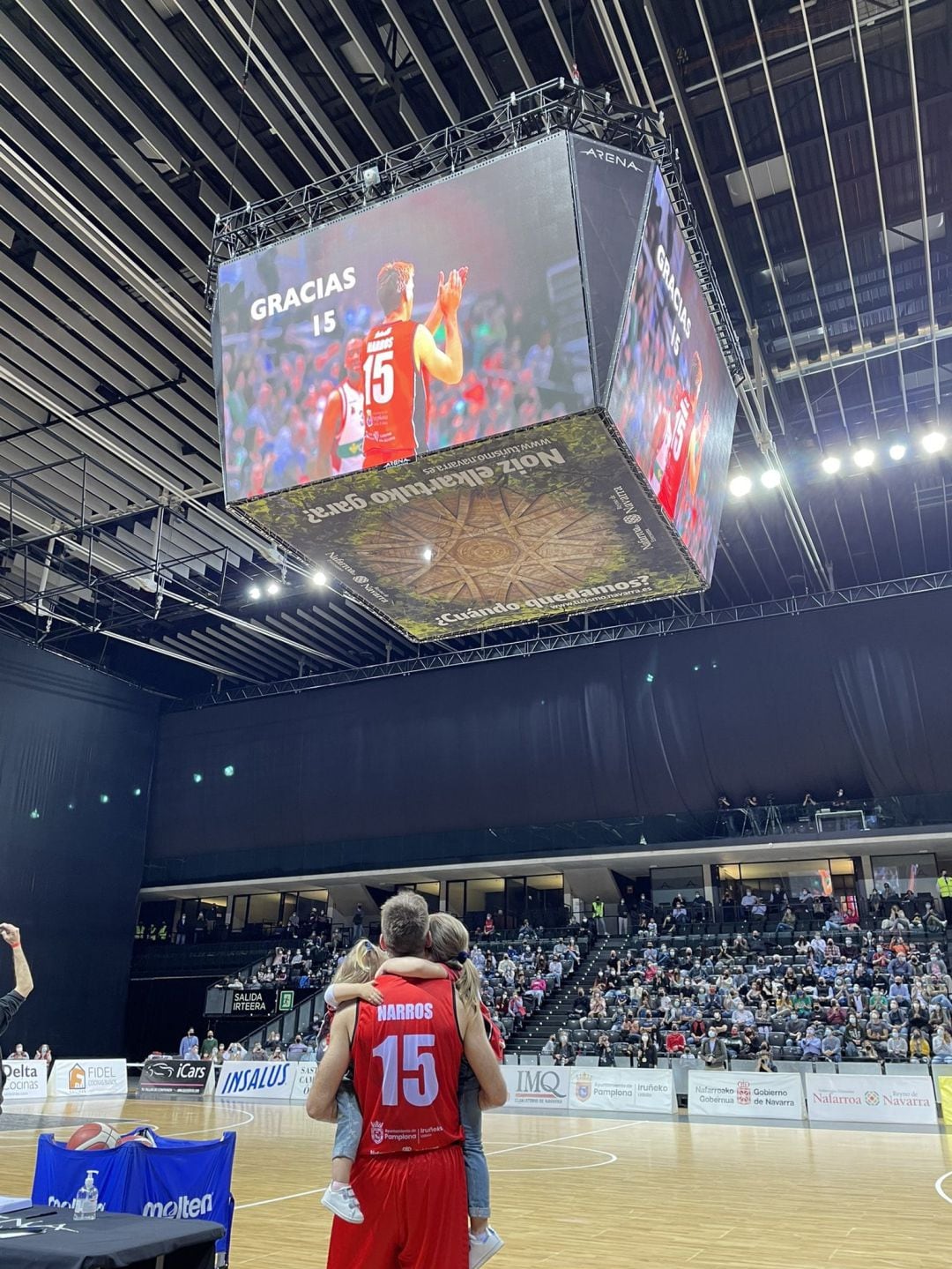Iñaki Narros en el homenaje del pasado sábado en el Navarra Arena