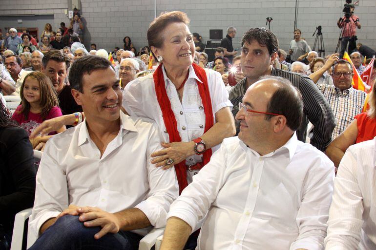 Pedro Sánchez y Miquel Iceta, en el acto de campaña en Lleida