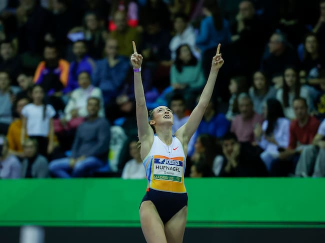 MADRID, 06/02/2026.- Una atleta alcanzando el éxito durante una prueba internacional. EFE/Kiko Huesca