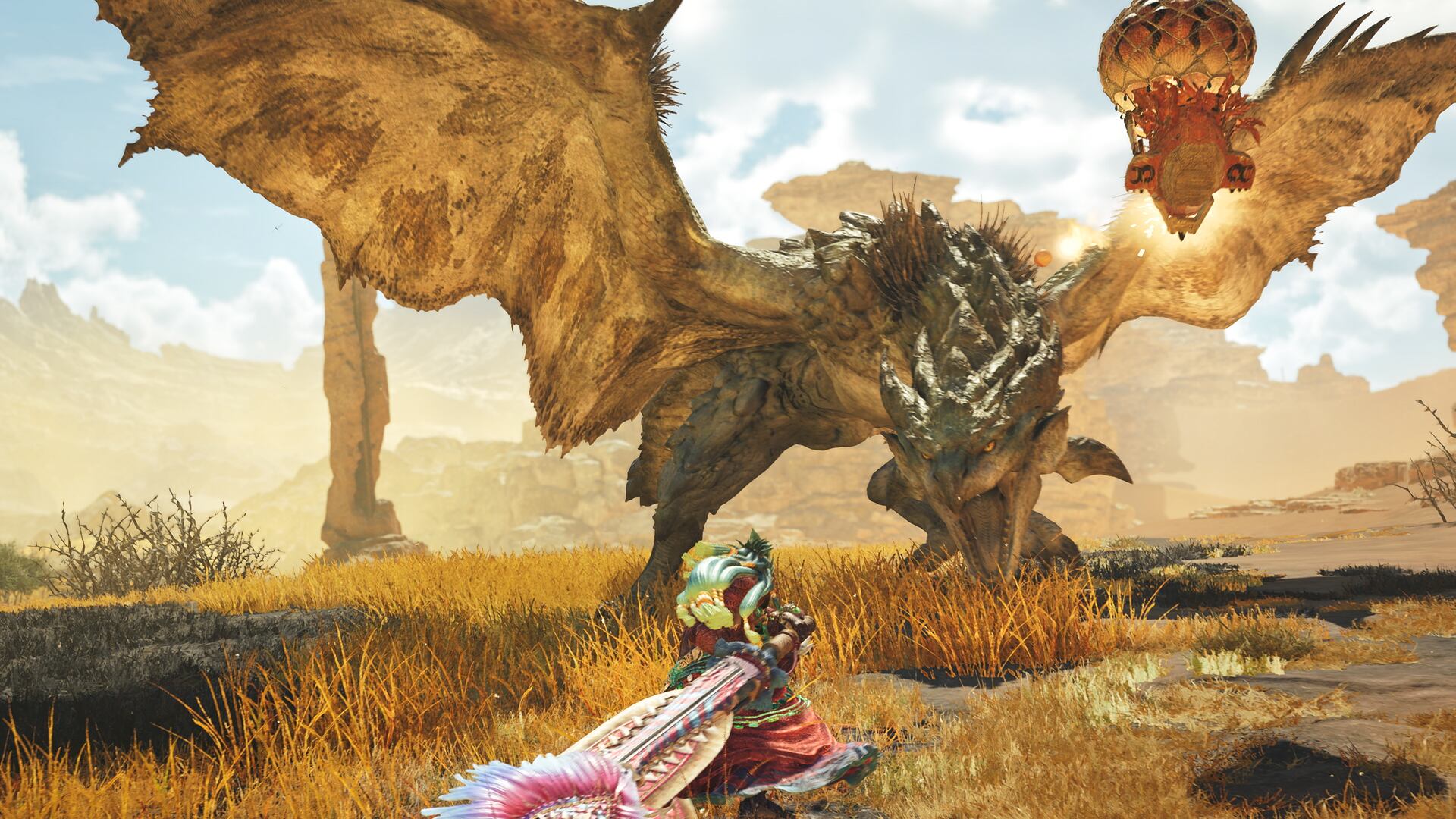 Cazas de monstruos gigantescos en Monster Hunter Wilds