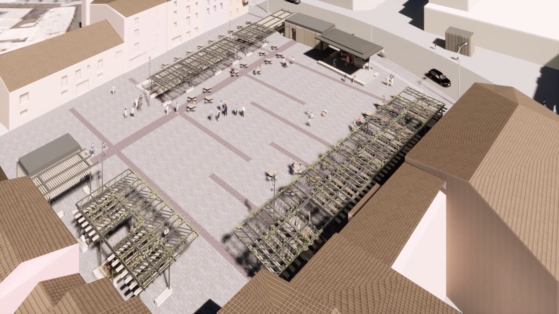 Imagen virtual del anteproyecto de remodelación de la plaza Biscós de Jaca