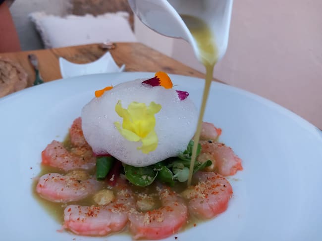 Tiradito de gambas blancas