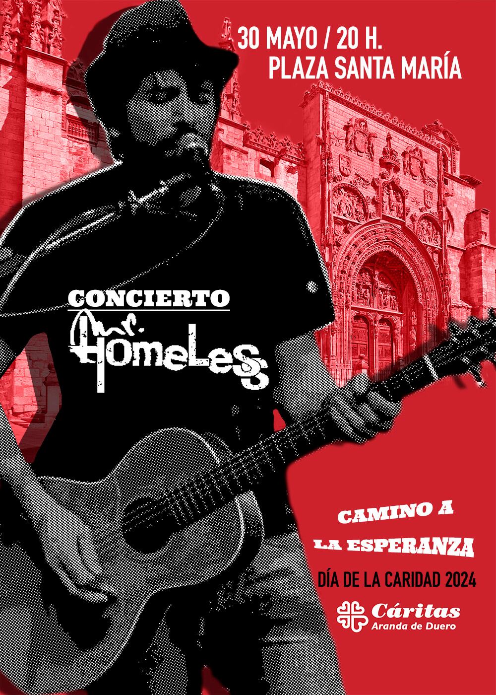 Cartel concierto Mr Homeless en la Semana de Cáritas Aranda 2024