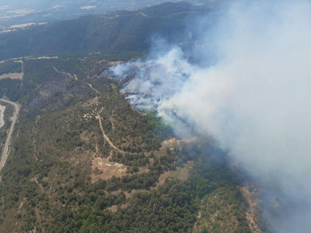 Imagen actual del incendio en Isábena
