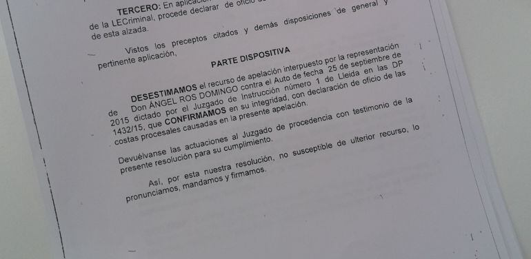 Auto de l&#039;Audiència de Lleida