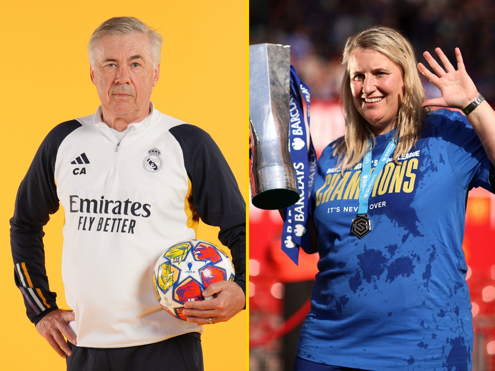 Carlo Ancelotti y Emma Hayes, elegidos mejores entrenadores en el Balón de Oro 2024