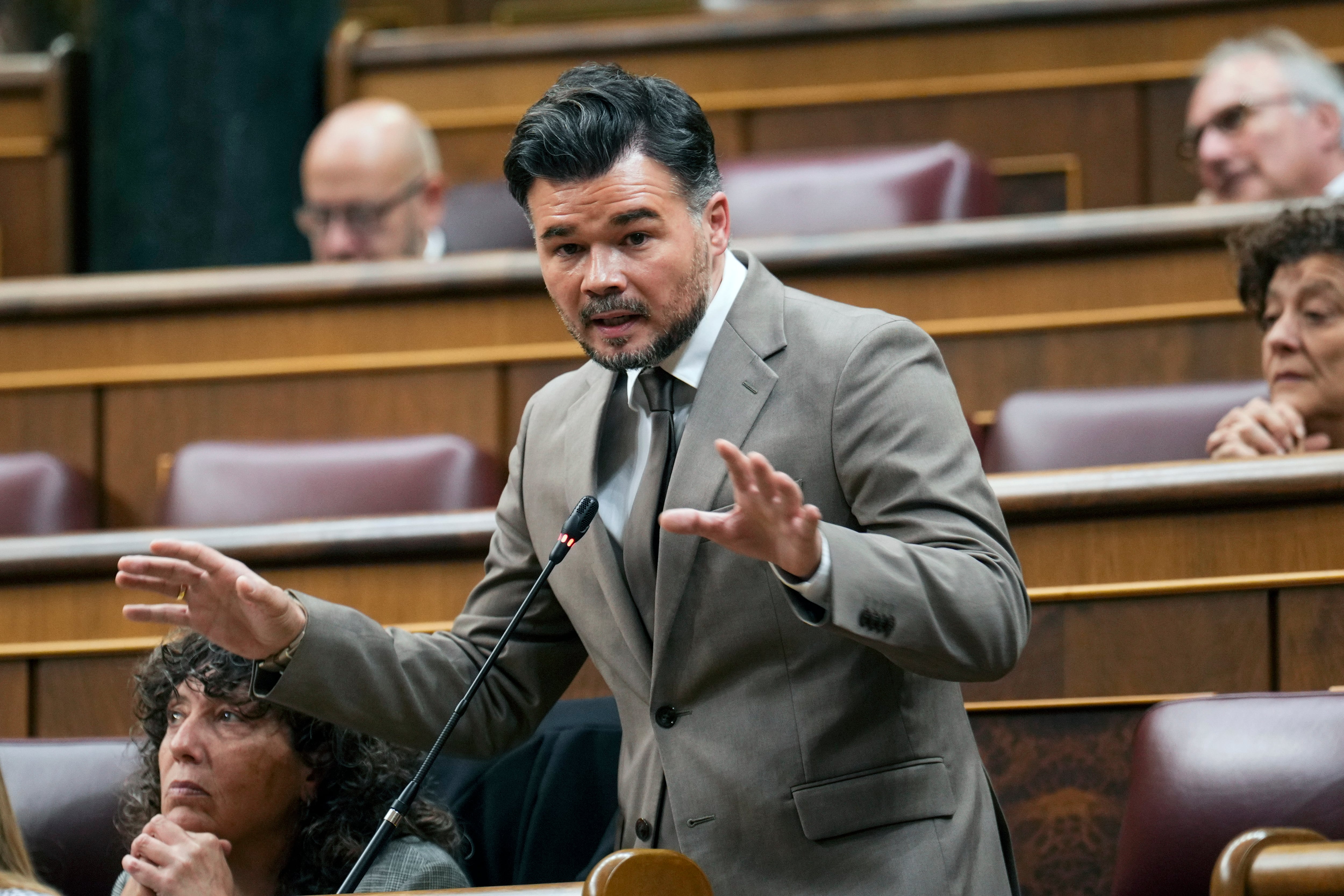 El portavoz de ERC, Gabriel Rufián, durante  la sesión de control al Gobierno de este miércoles en el Congreso