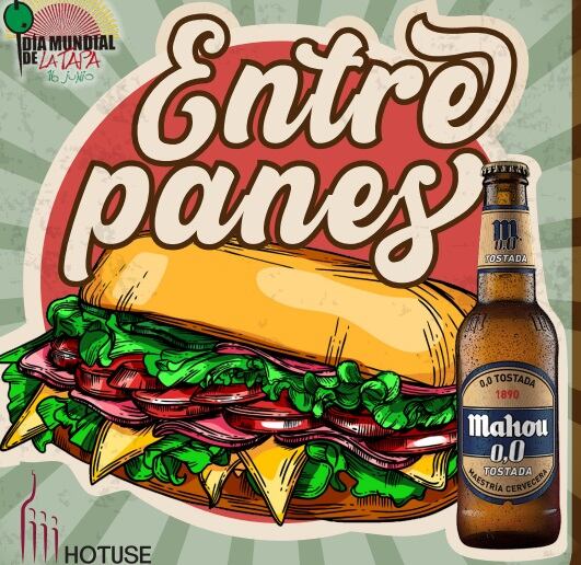 Cartel ruta de tapas diversas " entre panes "