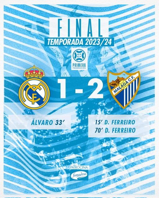 El Málaga logró un excelente triunfo ante el Real Madrid Castilla para acabar la Liga en tercera posición