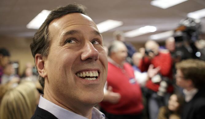 El candidato republicano Rick Santorum, durante un acto en Iowa