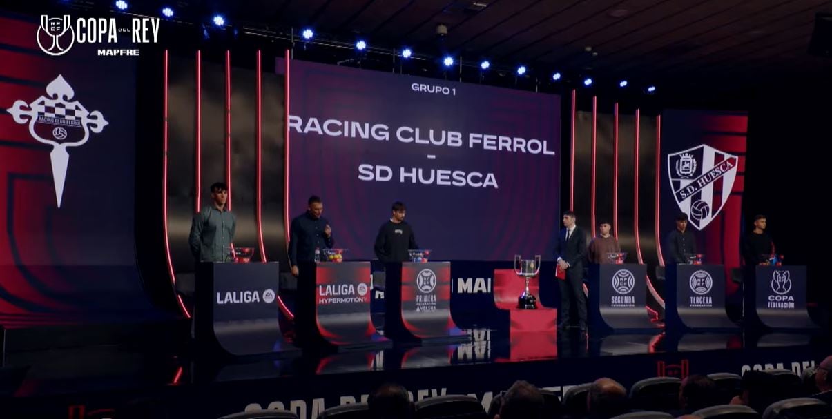 El sorteo de la Copa del Rey ha emparejado a la SD Huesca con el Racing de Ferrol