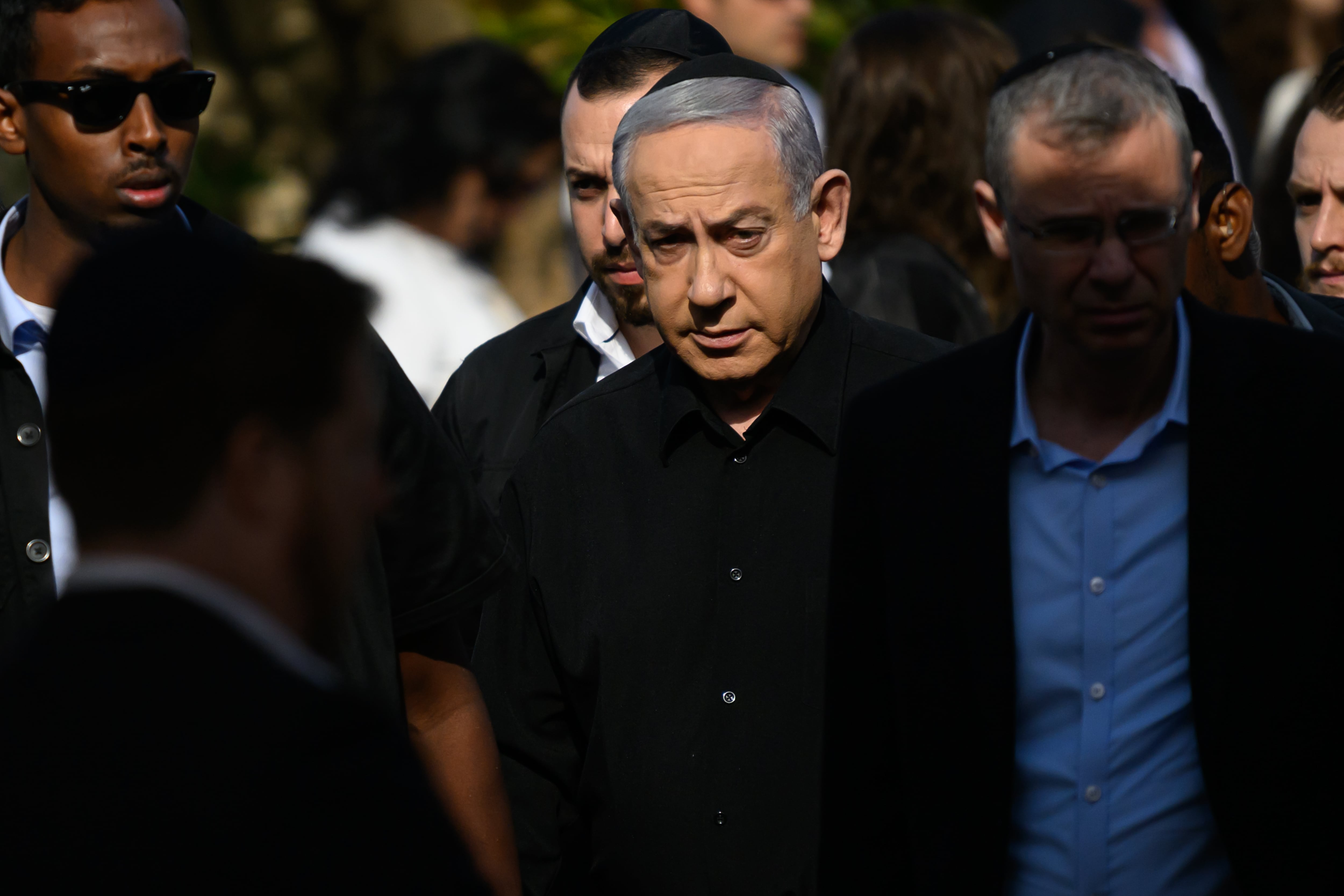 Benjamín Netanyahu en el funeral de un militar israelí el pasado mes de diciembre