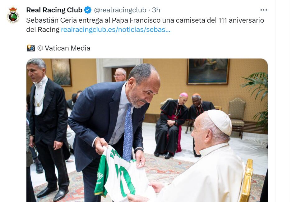 Sebastián Ceria, del Racing, y el Papa Francisco.