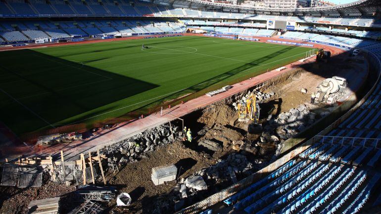 Obras en el estadio de Anoeta