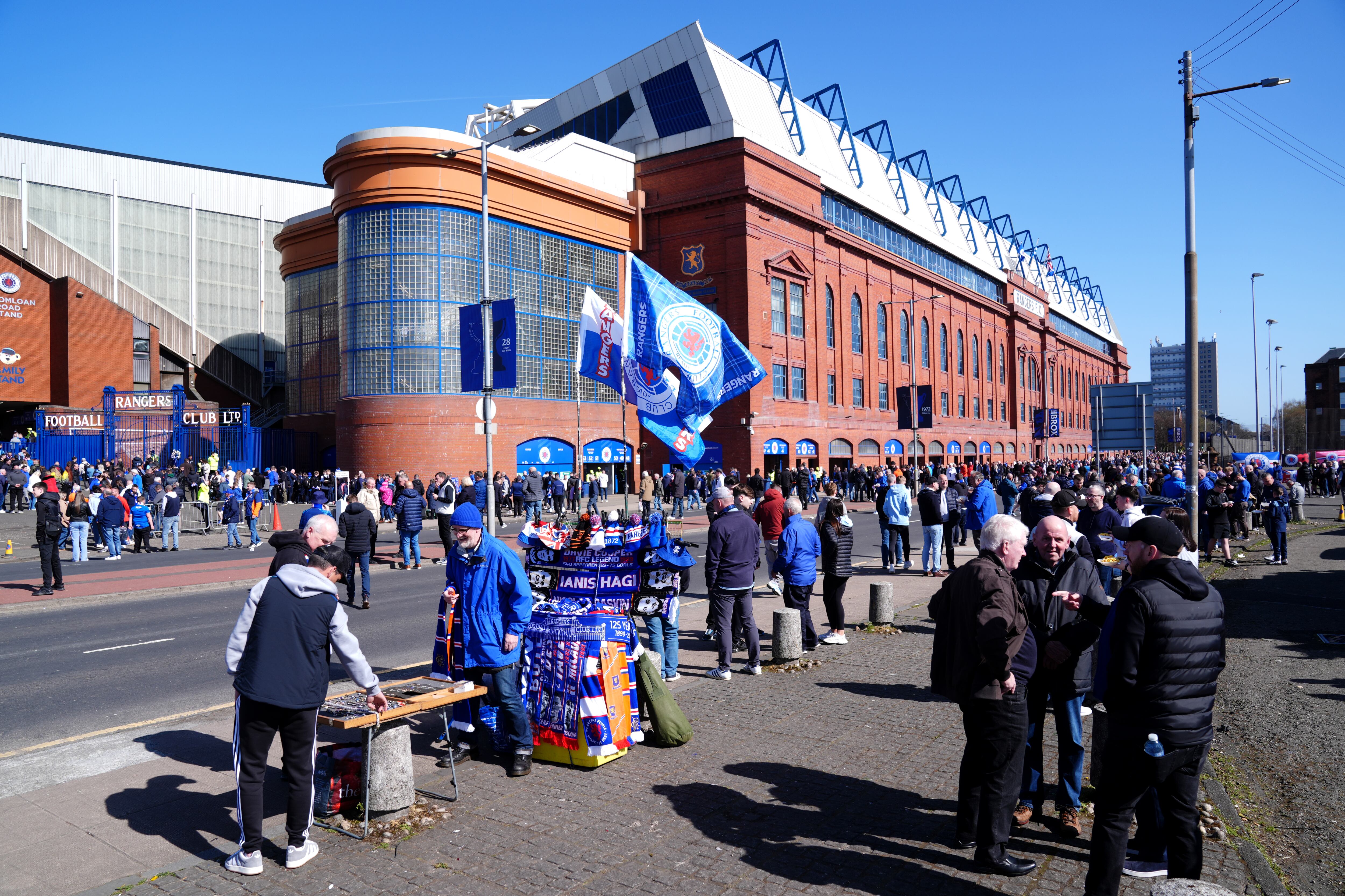 Vista exterior del Ibrox Stadium, casa del Rangers FC donde el Athletic disputa este próximo jueves la ida de cuartos de final de la Europa League